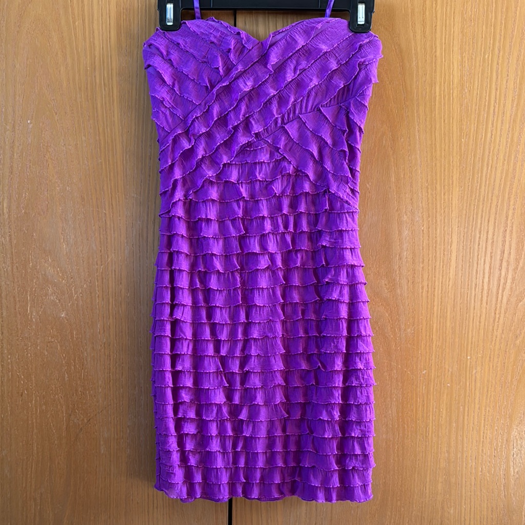 Arden B Brand Purple Strapless Ruffle Dress Size S
